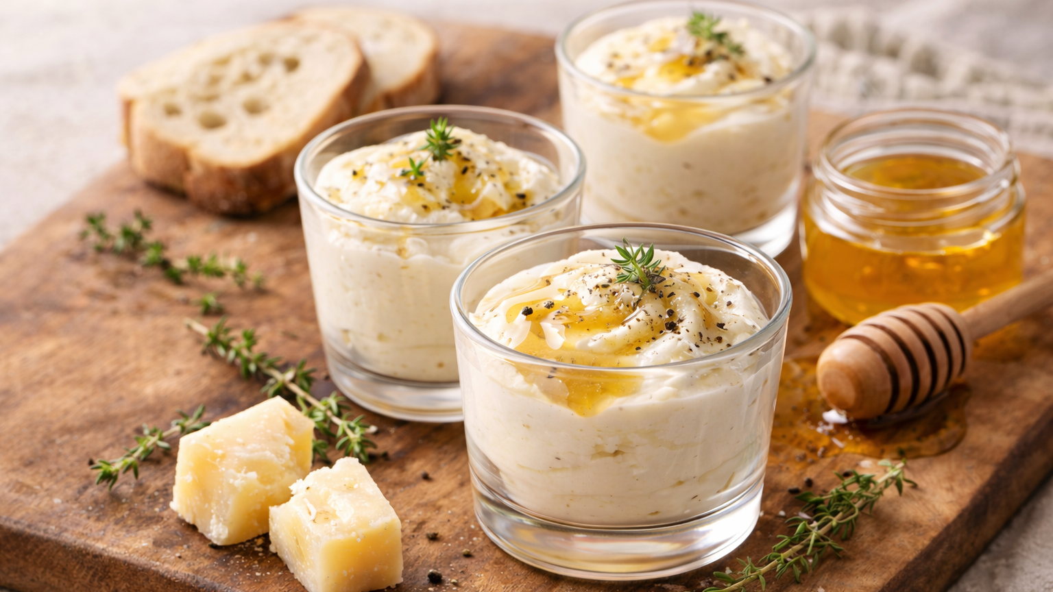 Mousse salata al miele millefiori e pecorino