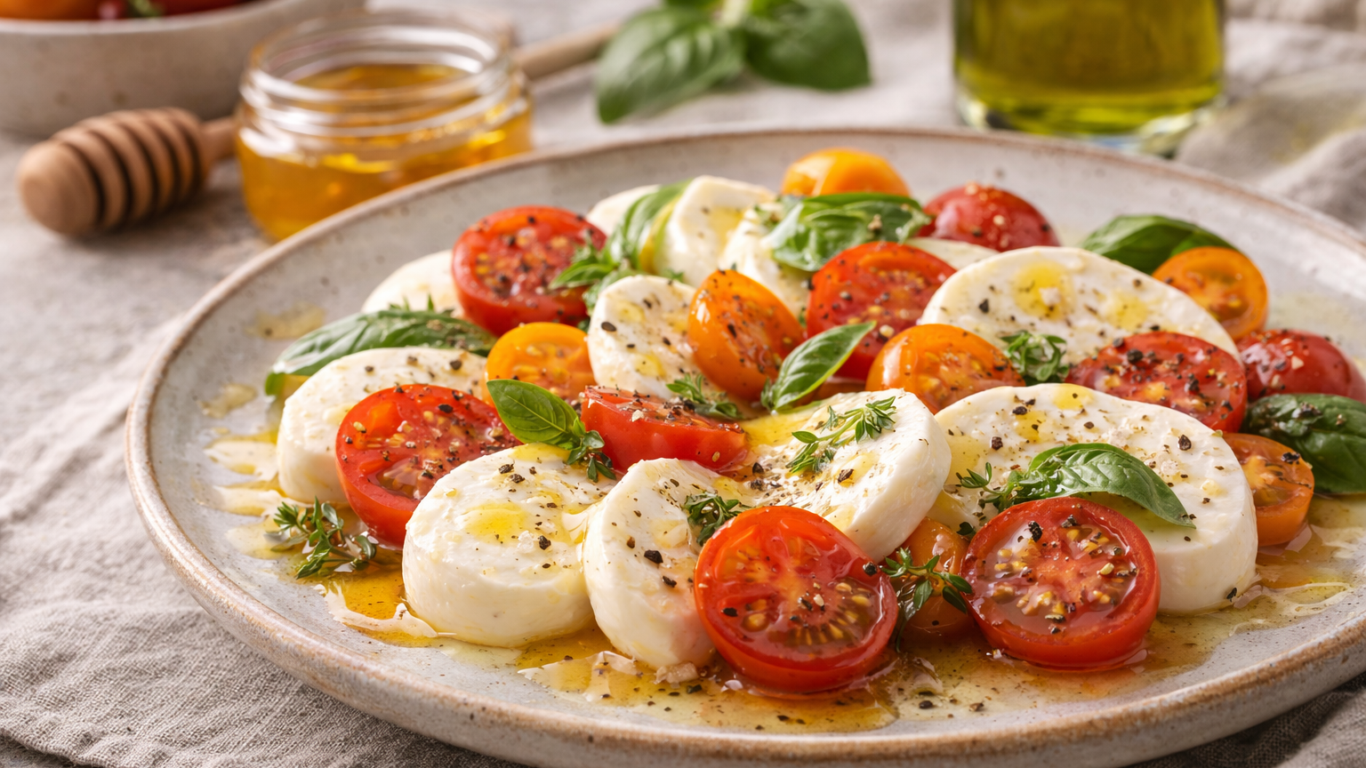 Caprese rustica con Miele Millefiori e Olio EVO