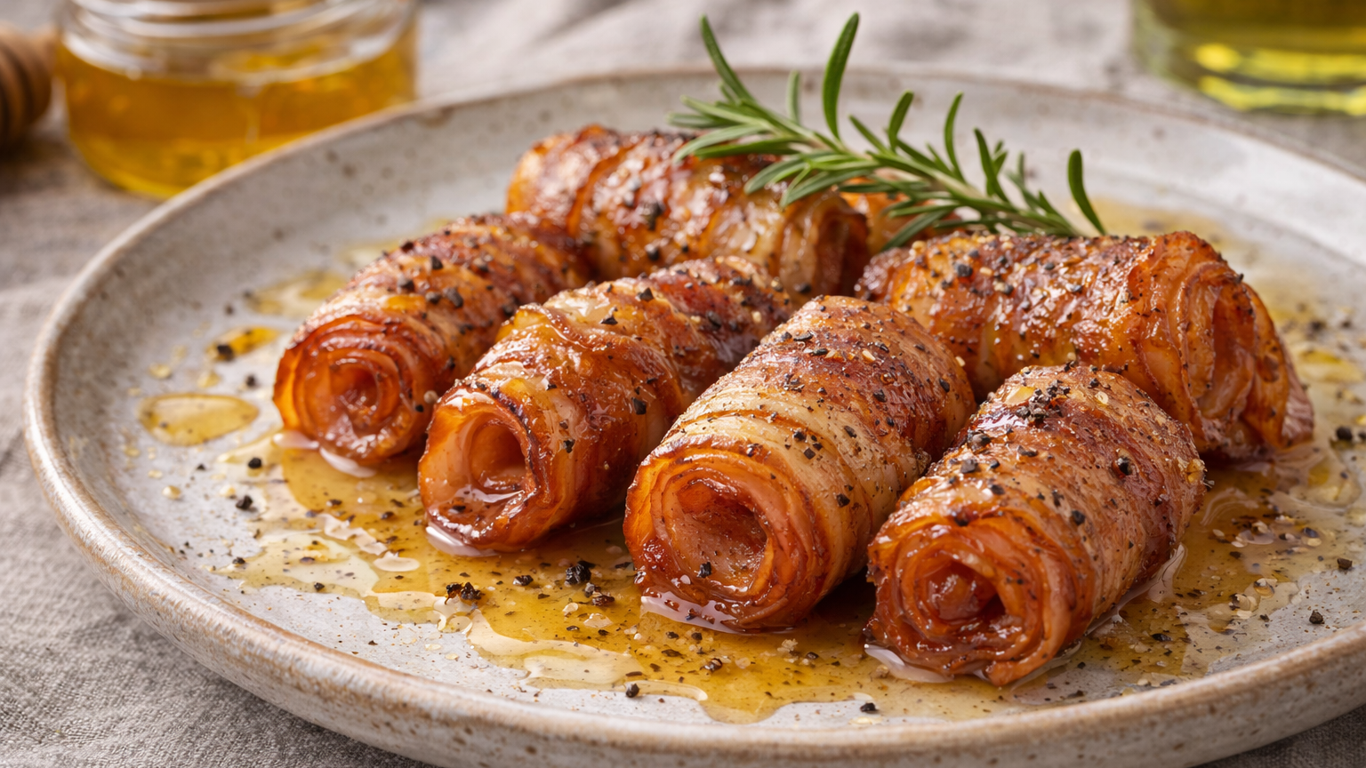 Involtini di Pancetta con Miele e Pepe